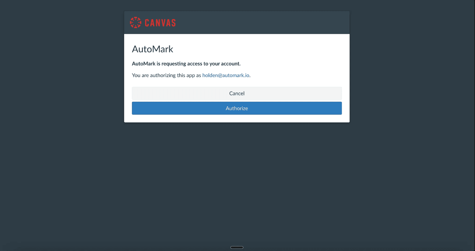 Authorize in Canvas