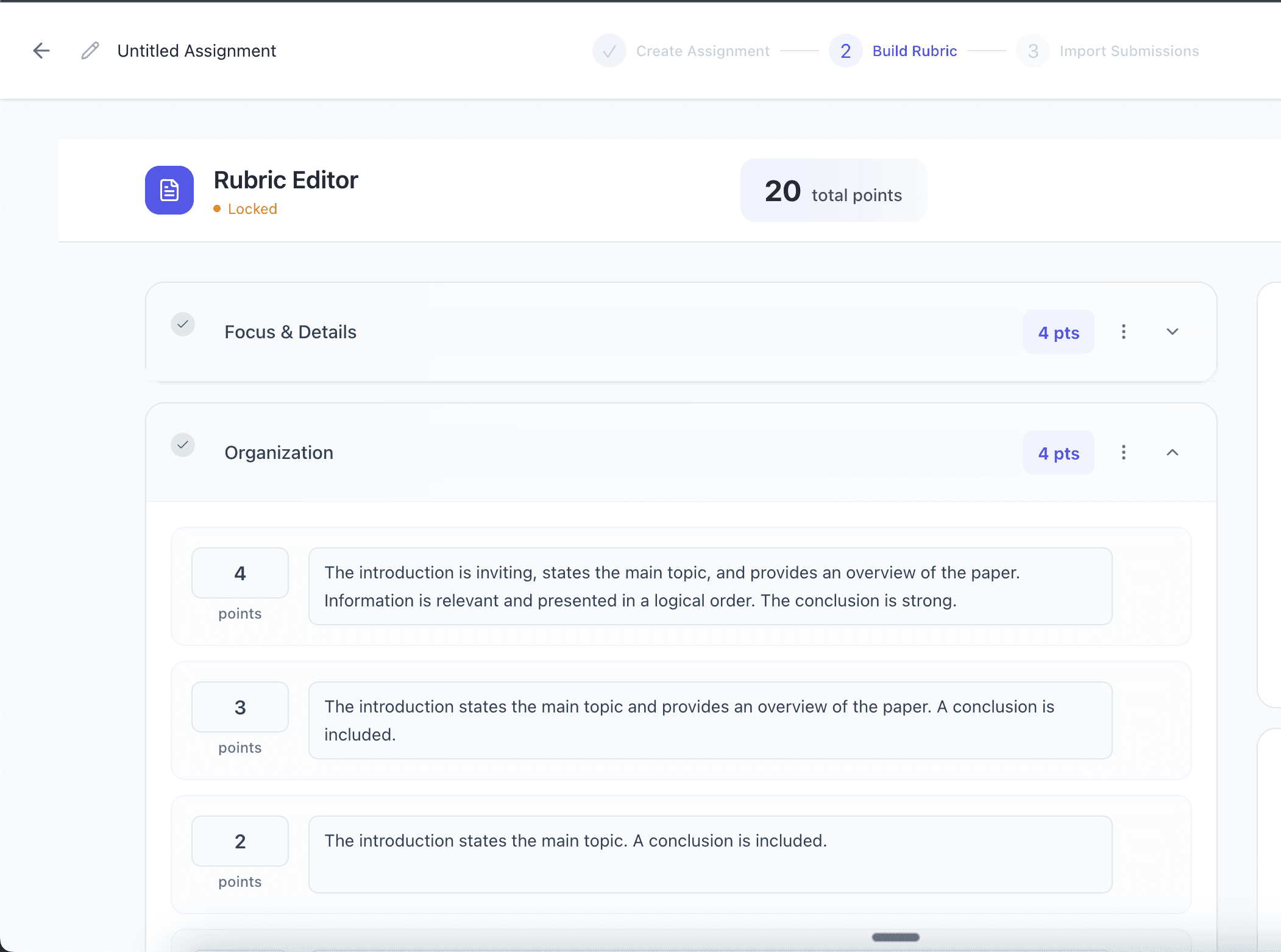 Rubric setup inside AutoMark